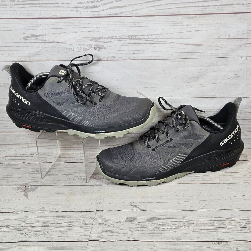 Salomon OUTpulse Men's 13 Gore-Tex Trail Running Hiking Shoes Grey Black